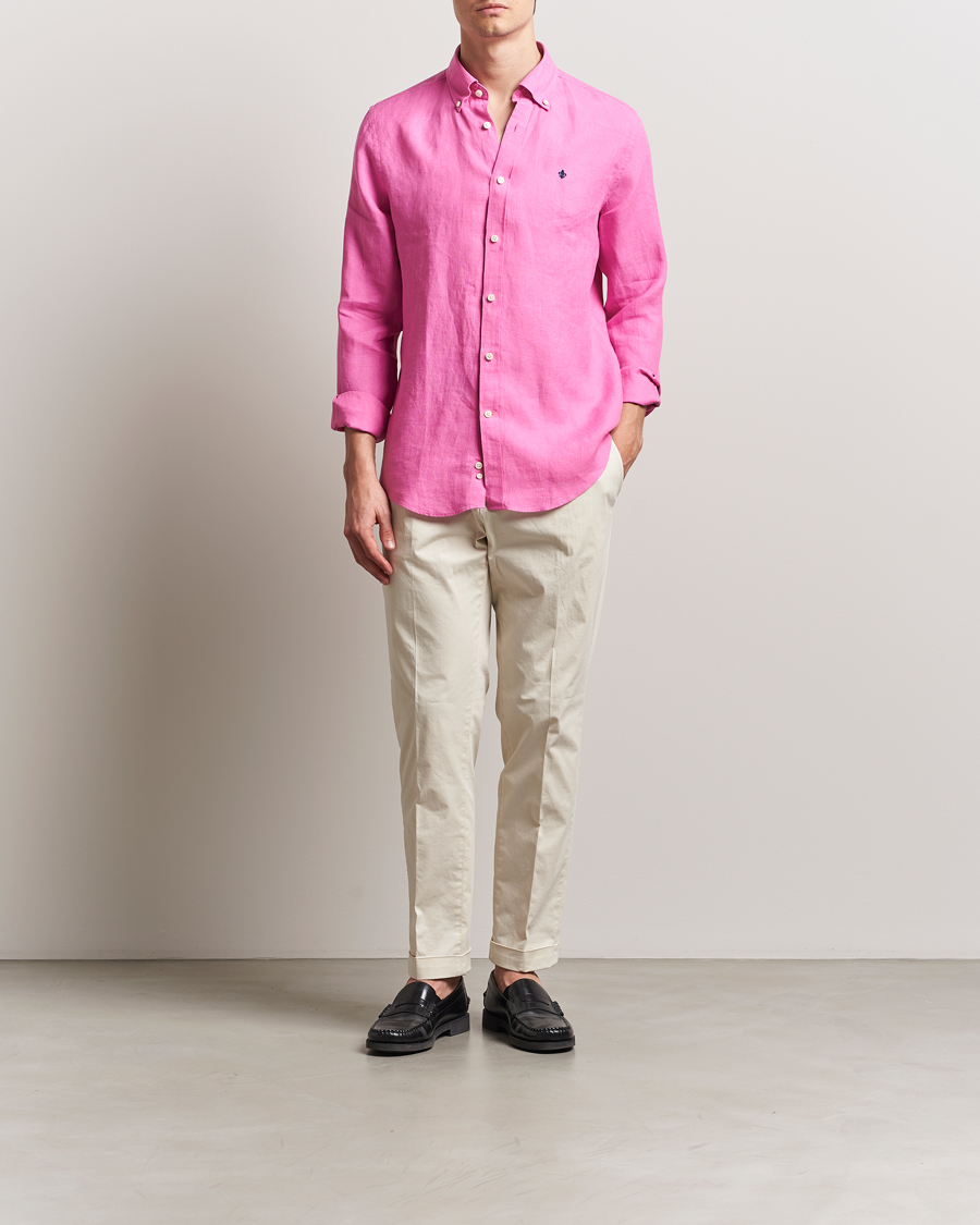 Men | Shirts | Morris | Douglas Linen Button Down Shirt Cerise