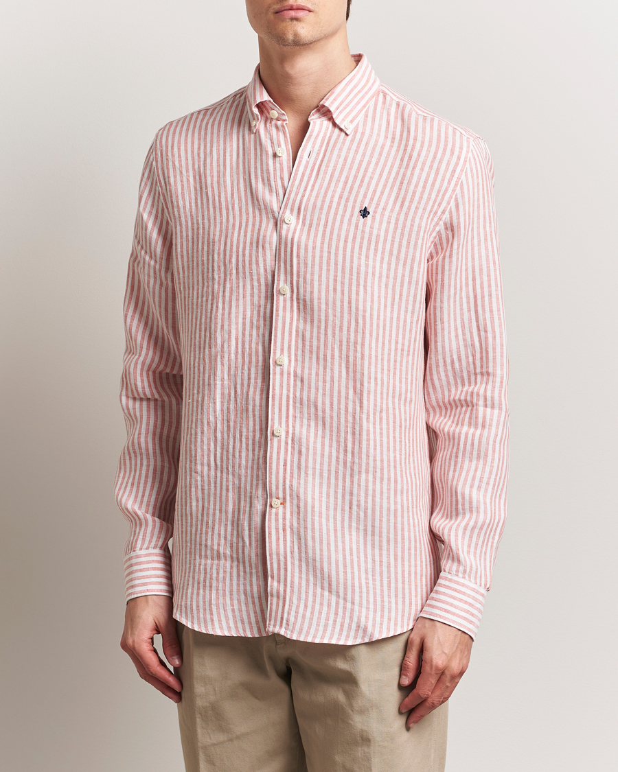 Men | Shirts | Morris | Douglas Striped Linen Shirt Orange
