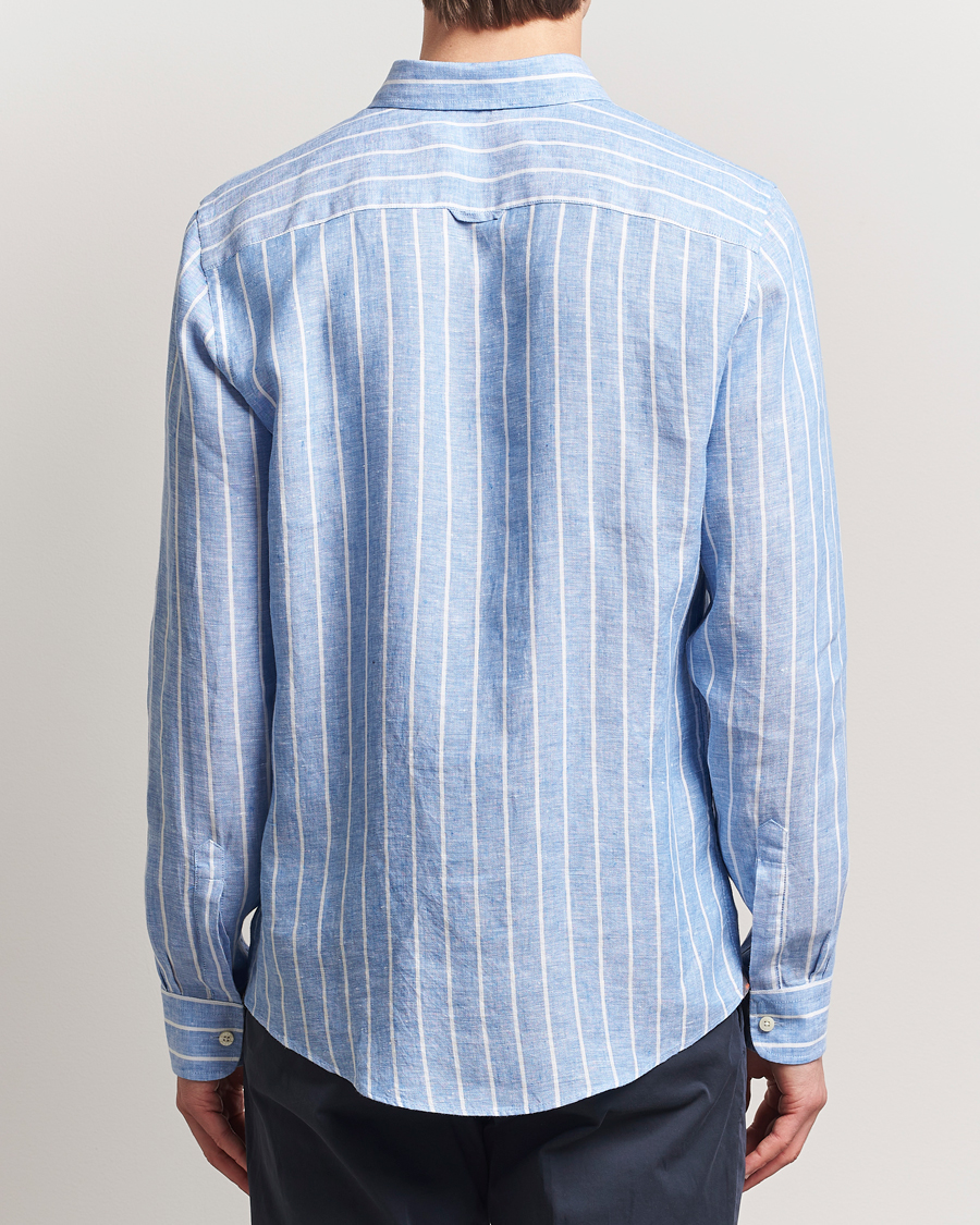 Men | Shirts | Morris | Douglas Striped Linen Shirt Dark Blue