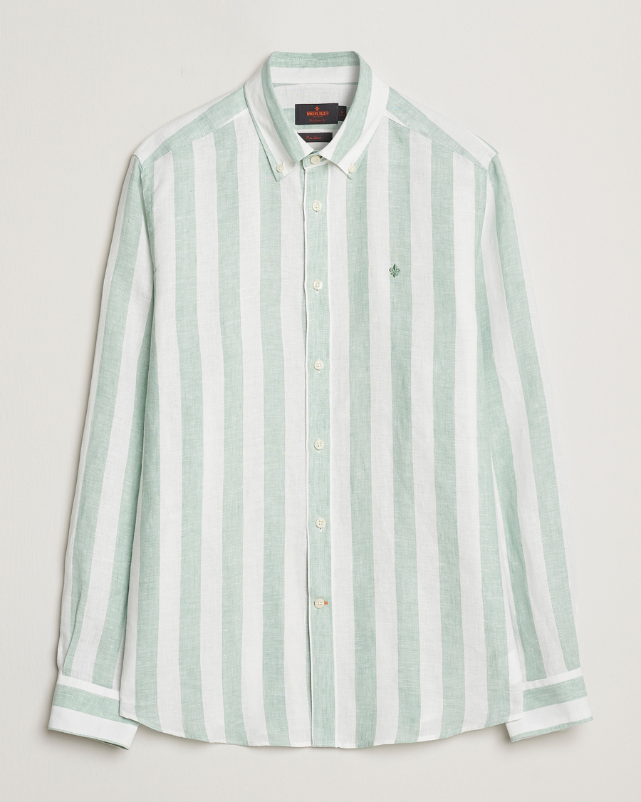 Men | Shirts | Morris | Douglas Striped Linen Shirt Light Green