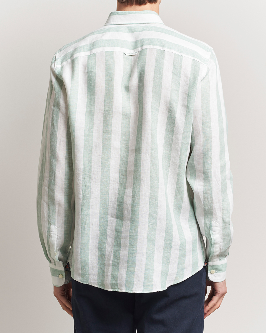 Men | Shirts | Morris | Douglas Striped Linen Shirt Light Green