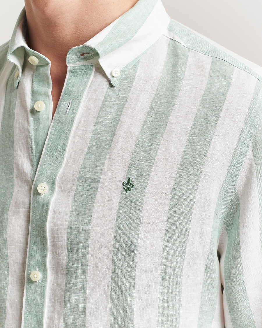 Men | Shirts | Morris | Douglas Striped Linen Shirt Light Green