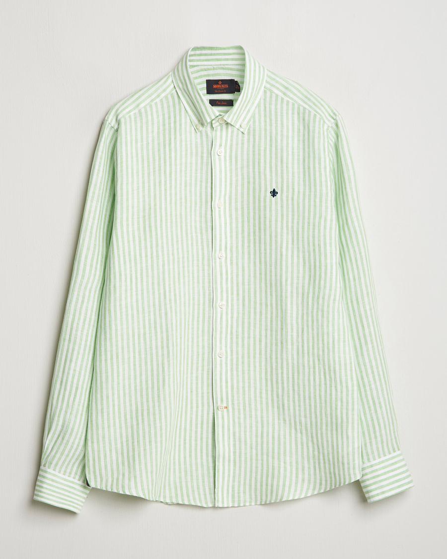 Men | Shirts | Morris | Douglas Striped Linen Shirt Green