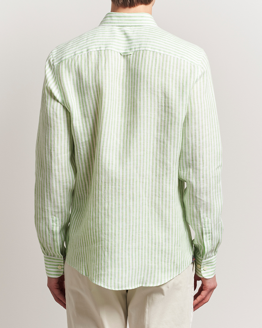 Men | Shirts | Morris | Douglas Striped Linen Shirt Green