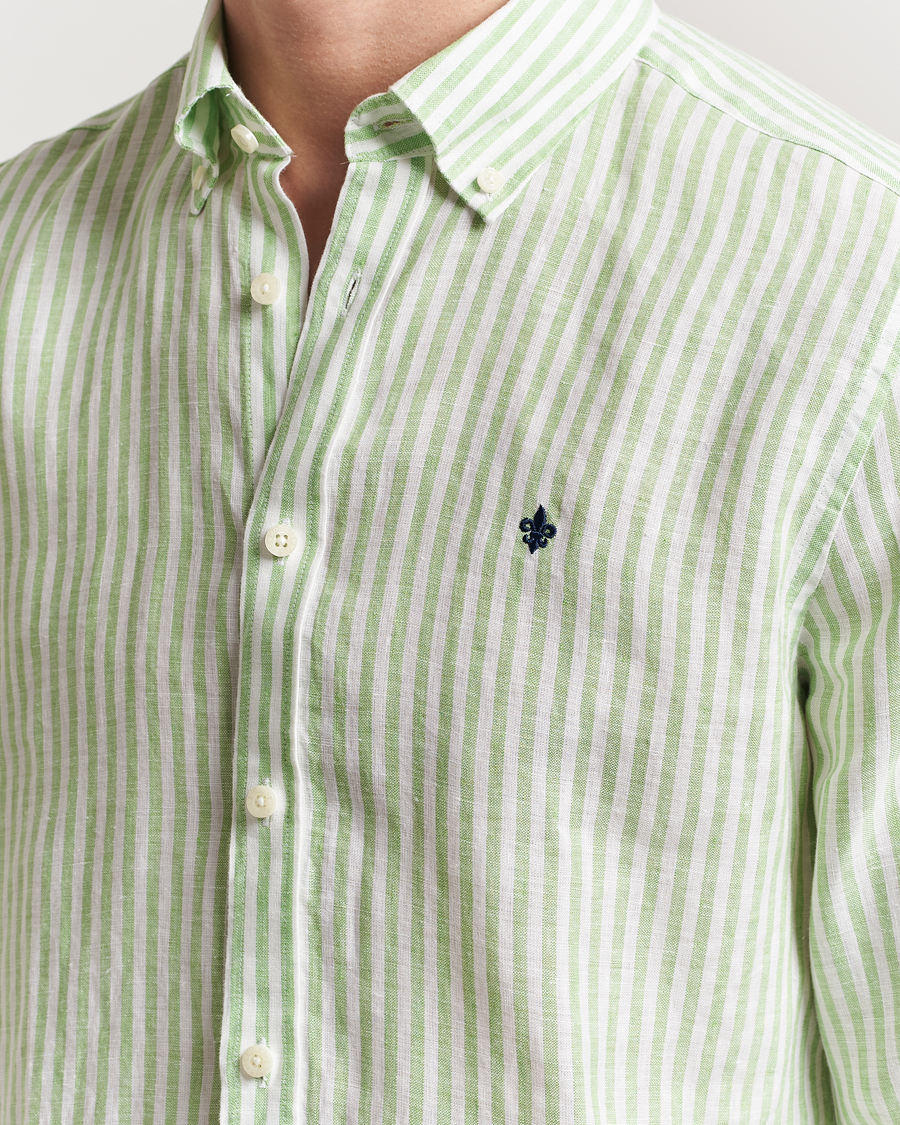 Men | Shirts | Morris | Douglas Striped Linen Shirt Green