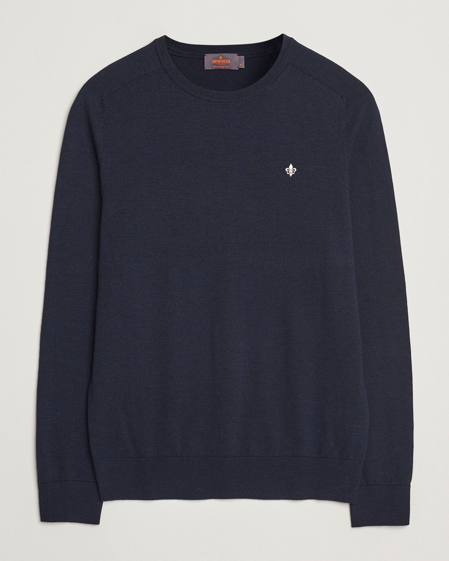 Men | Sweaters & Knitwear | Morris | Merino O-Neck Navy