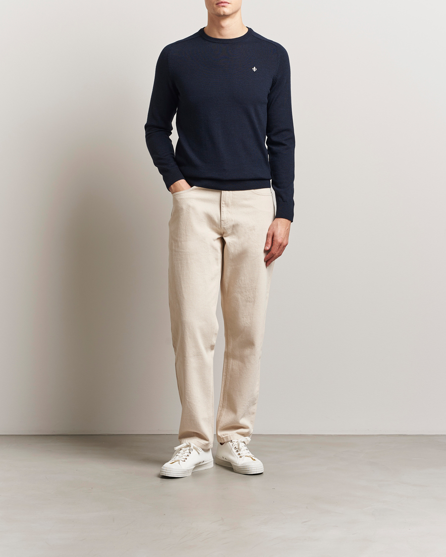Men | Sweaters & Knitwear | Morris | Merino O-Neck Navy