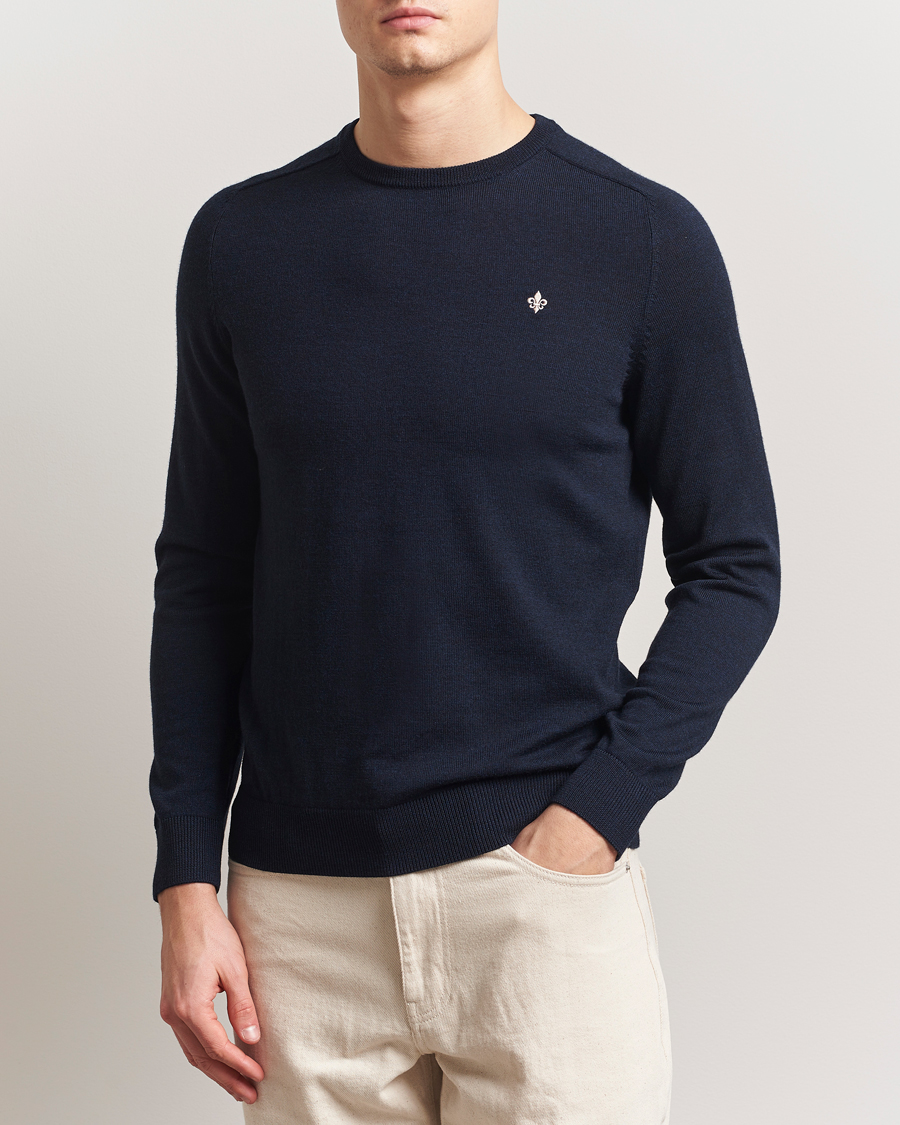 Men | Sweaters & Knitwear | Morris | Merino O-Neck Navy