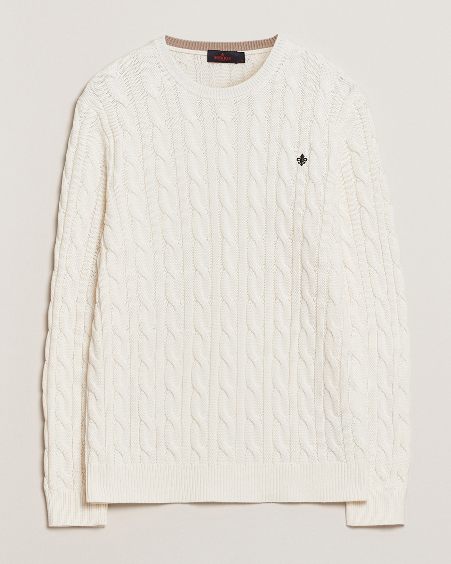 Men | Sweaters & Knitwear | Morris | Ethan Cable O-Neck Off White