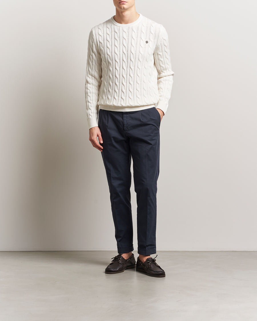 Men | Sweaters & Knitwear | Morris | Ethan Cable O-Neck Off White