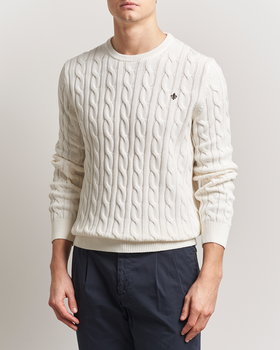 Men | Sweaters & Knitwear | Morris | Ethan Cable O-Neck Off White