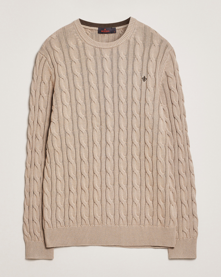 Men | Sweaters & Knitwear | Morris | Ethan Cable O-Neck Khaki