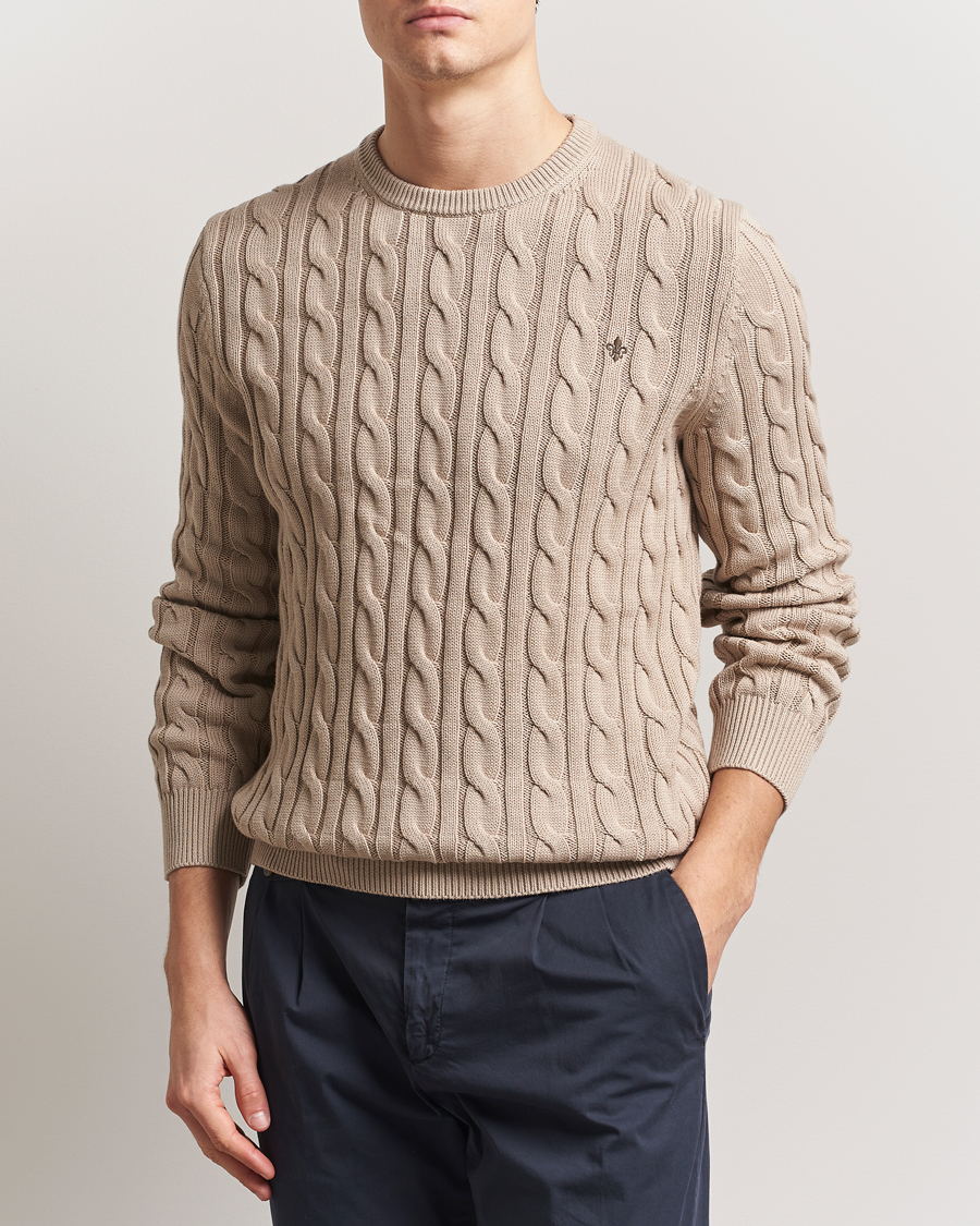 Men | Sweaters & Knitwear | Morris | Ethan Cable O-Neck Khaki