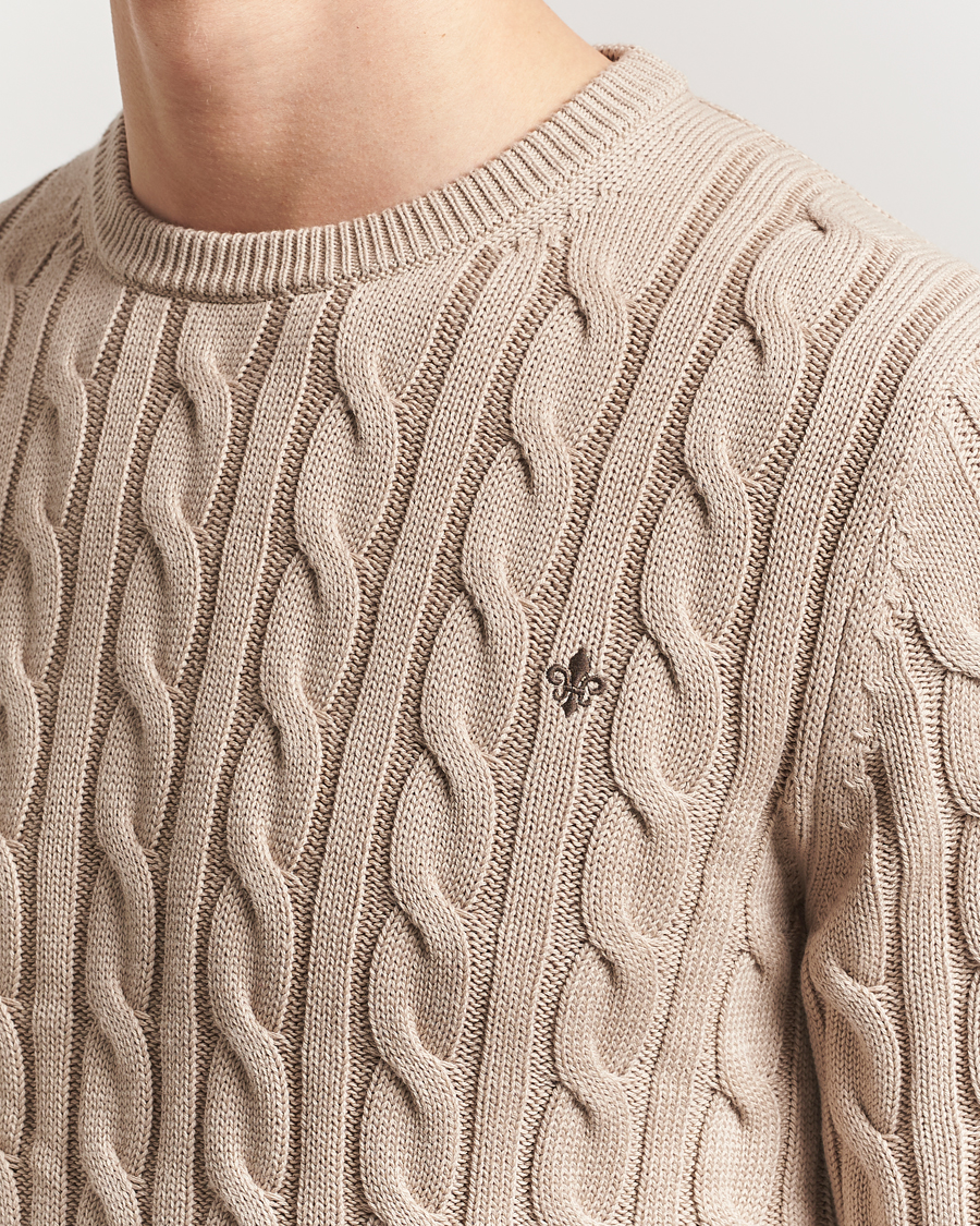 Men | Sweaters & Knitwear | Morris | Ethan Cable O-Neck Khaki