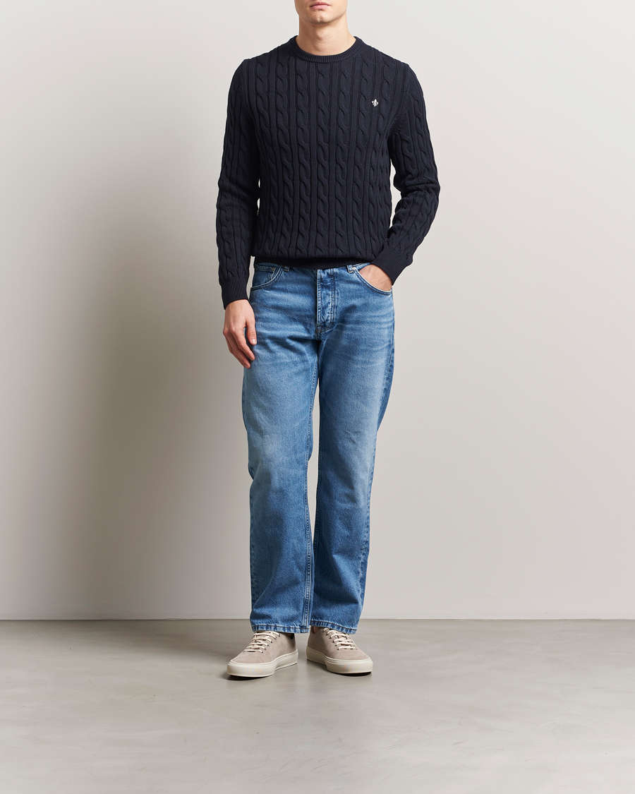 Men | Sweaters & Knitwear | Morris | Ethan Cable O-Neck Old Blue