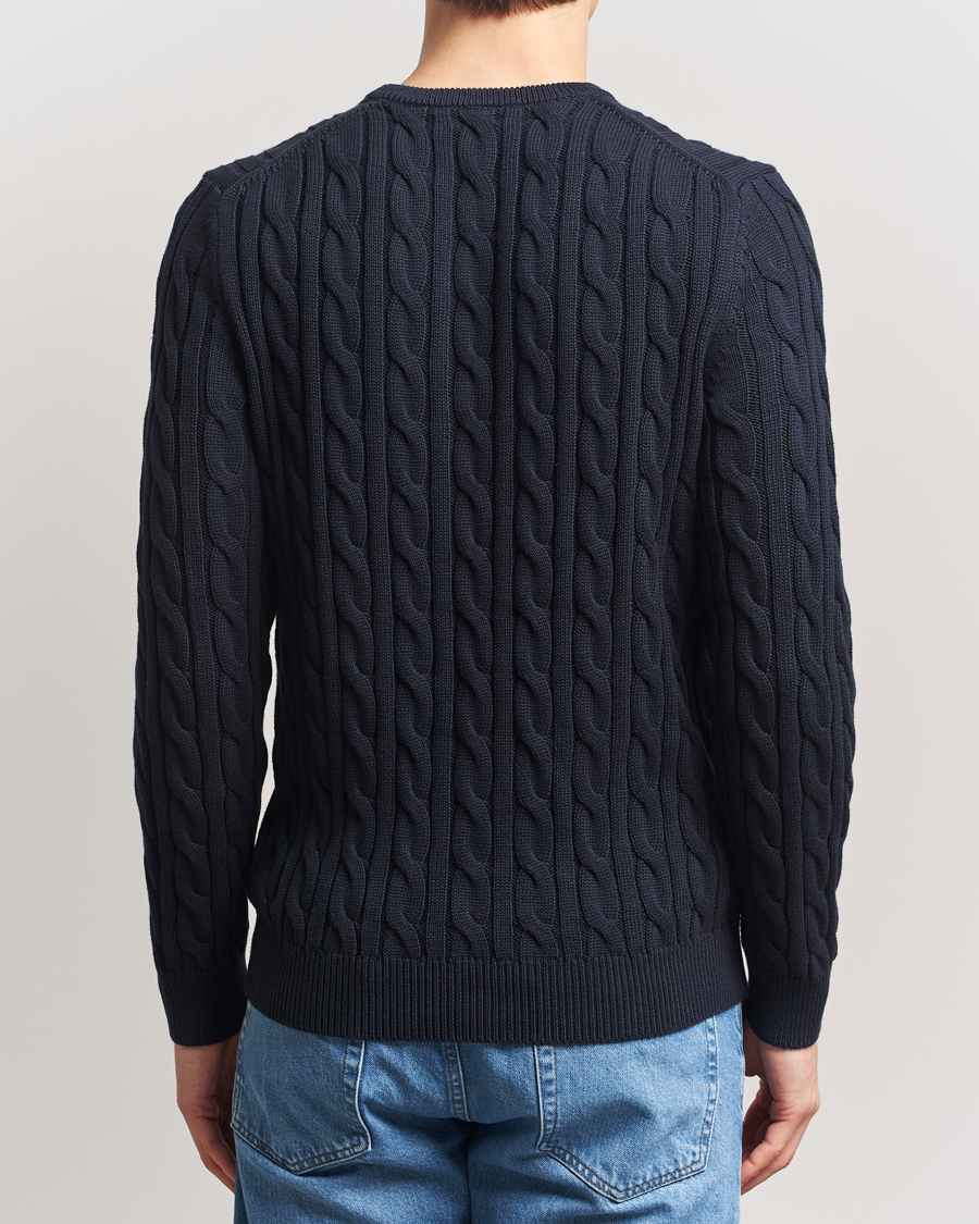 Men | Sweaters & Knitwear | Morris | Ethan Cable O-Neck Old Blue