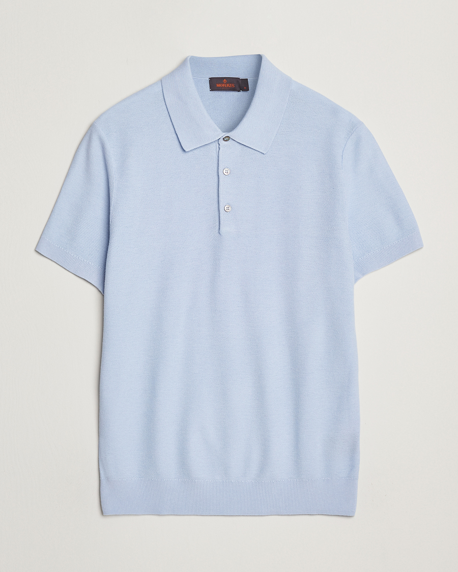 Men | Polo Shirts | Morris | Walter Knitted Polo Light Blue