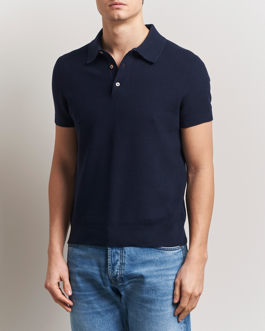Men | Polo Shirts | Morris | Walter Knitted Polo Navy