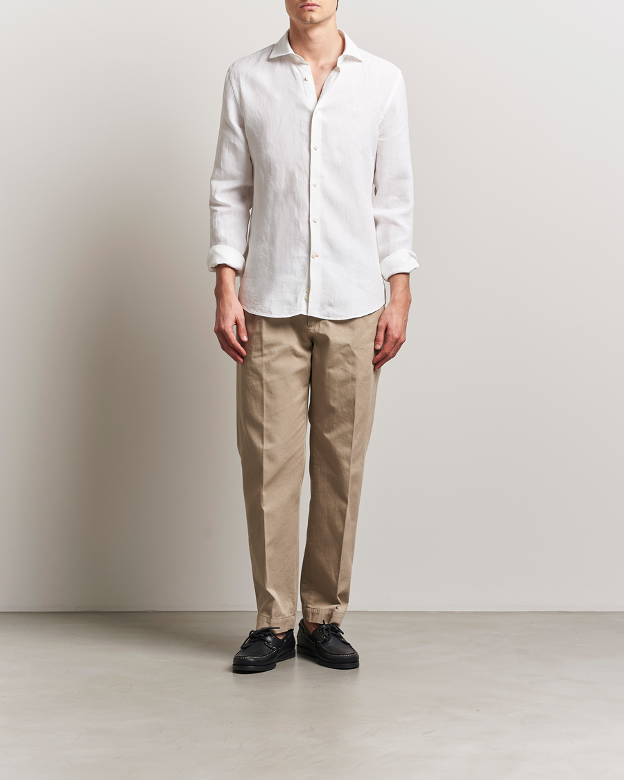 Men | Shirts | Morris | Slim Fit Linen Shirt White