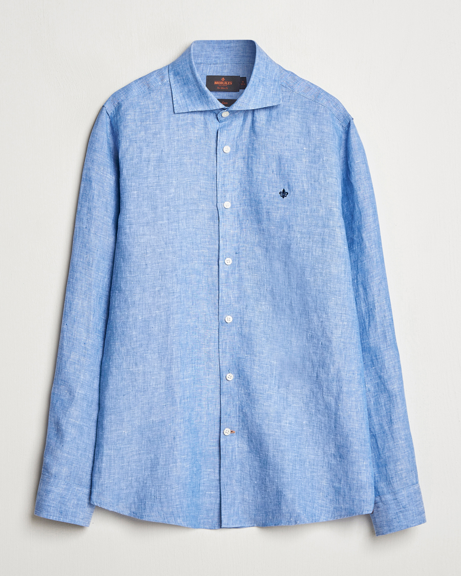Men | Shirts | Morris | Slim Fit Linen Shirt Blue