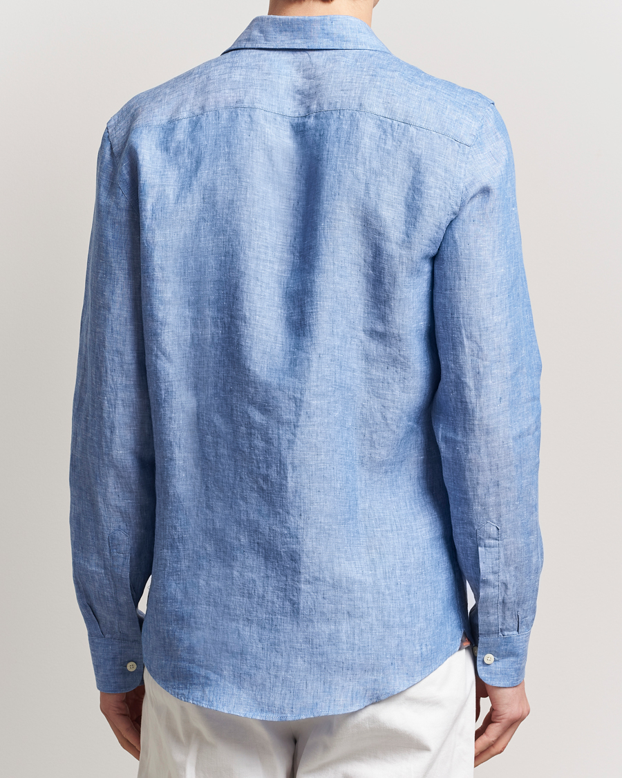 Men | Shirts | Morris | Slim Fit Linen Shirt Blue
