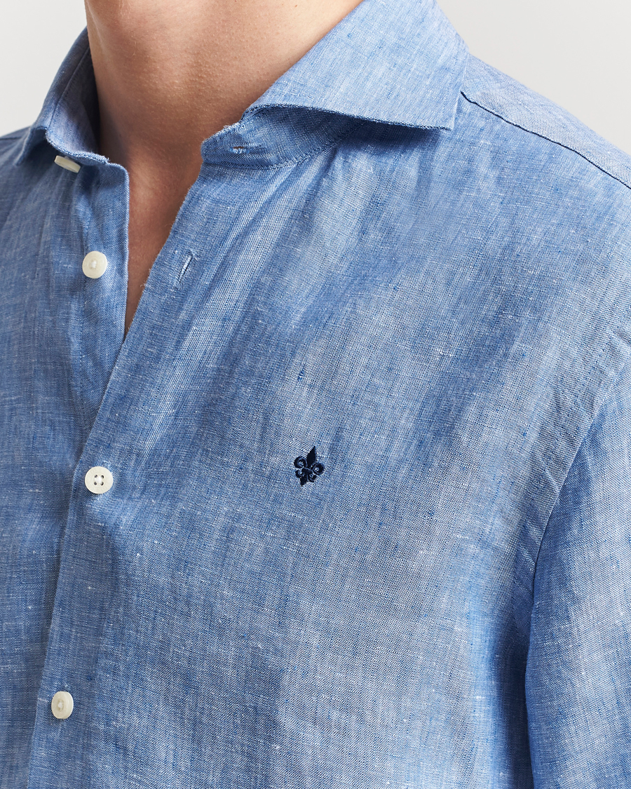 Men | Shirts | Morris | Slim Fit Linen Shirt Blue