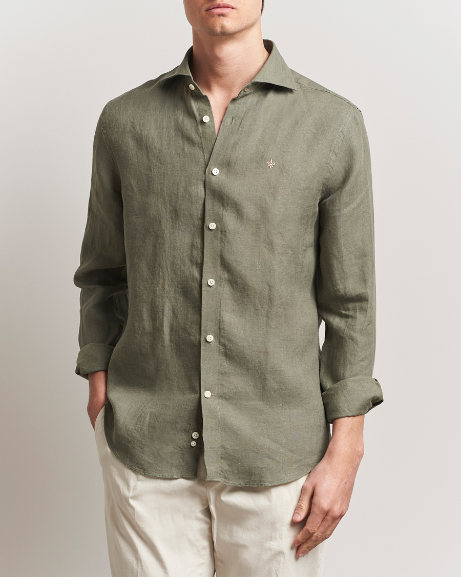 Men | Shirts | Morris | Slim Fit Linen Shirt Green