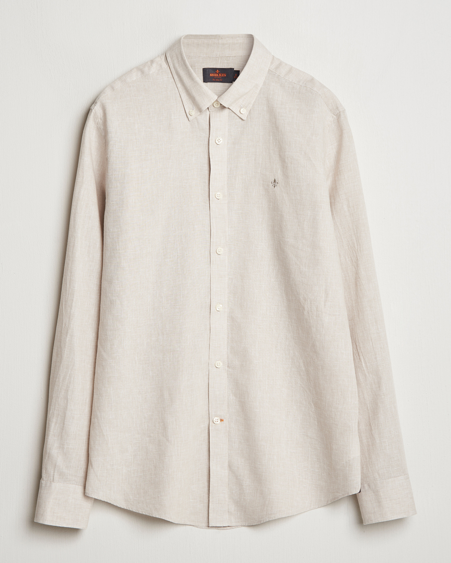 Men | Shirts | Morris | Linen Checked Shirt Khaki