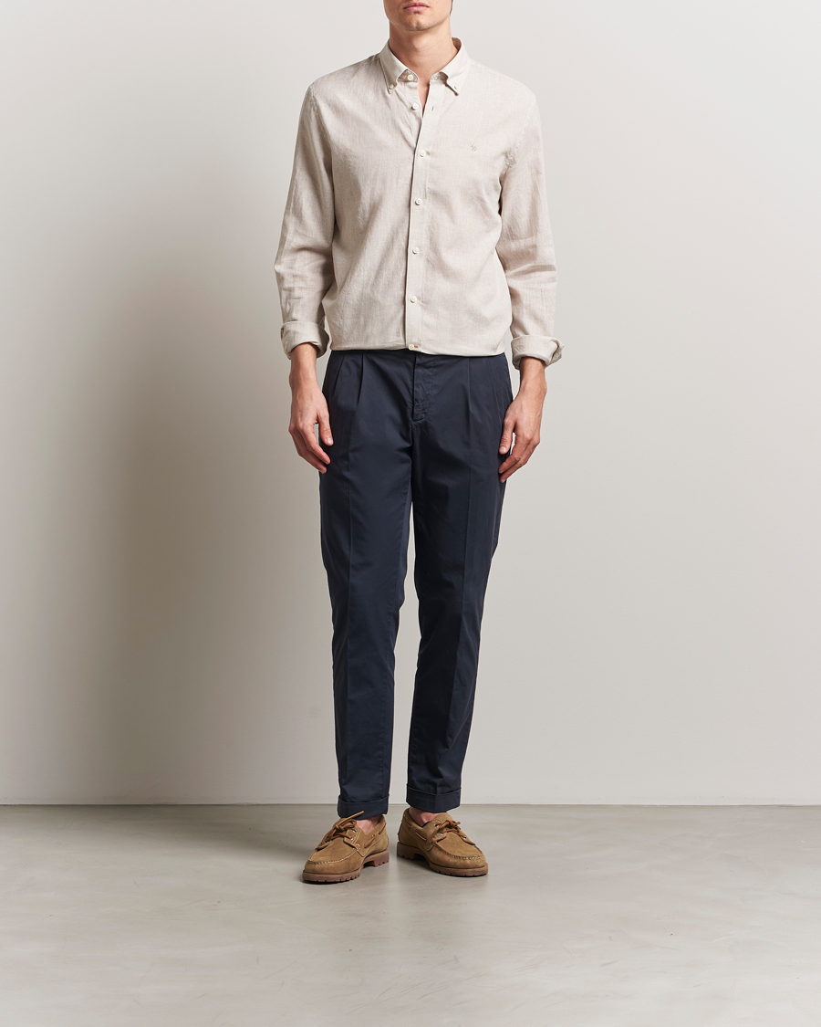 Men | Shirts | Morris | Linen Checked Shirt Khaki