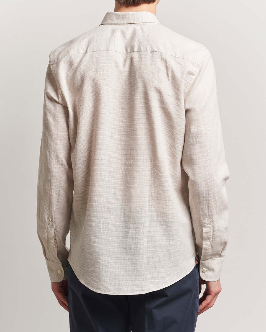 Men | Shirts | Morris | Linen Checked Shirt Khaki