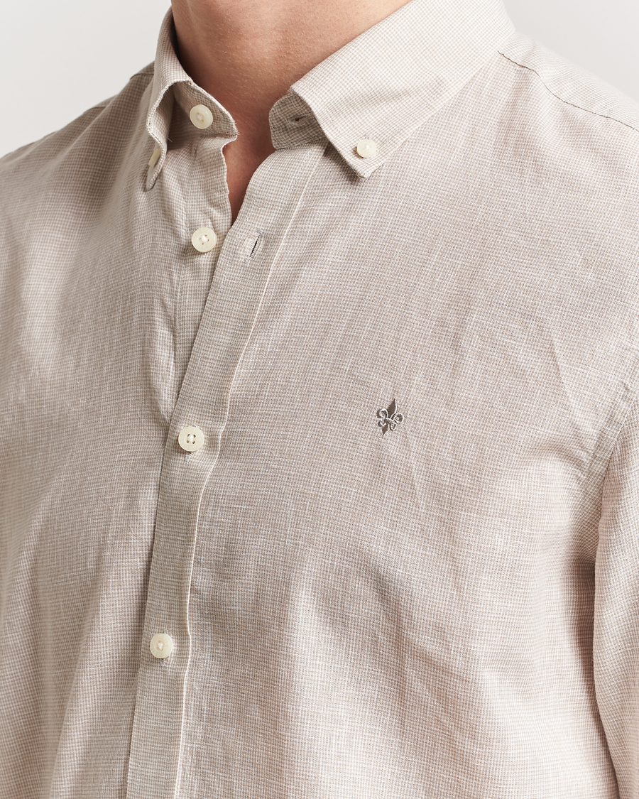 Men | Shirts | Morris | Linen Checked Shirt Khaki