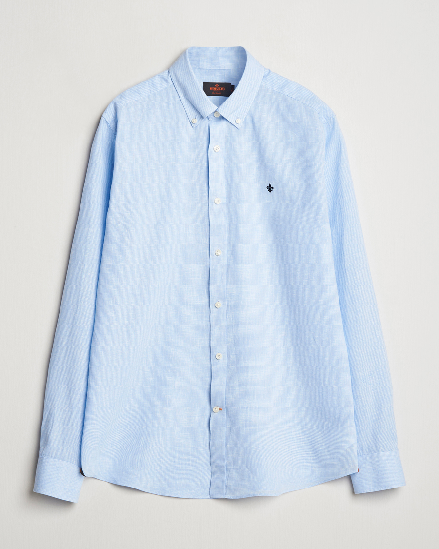 Men | Shirts | Morris | Linen Checked Shirt Blue