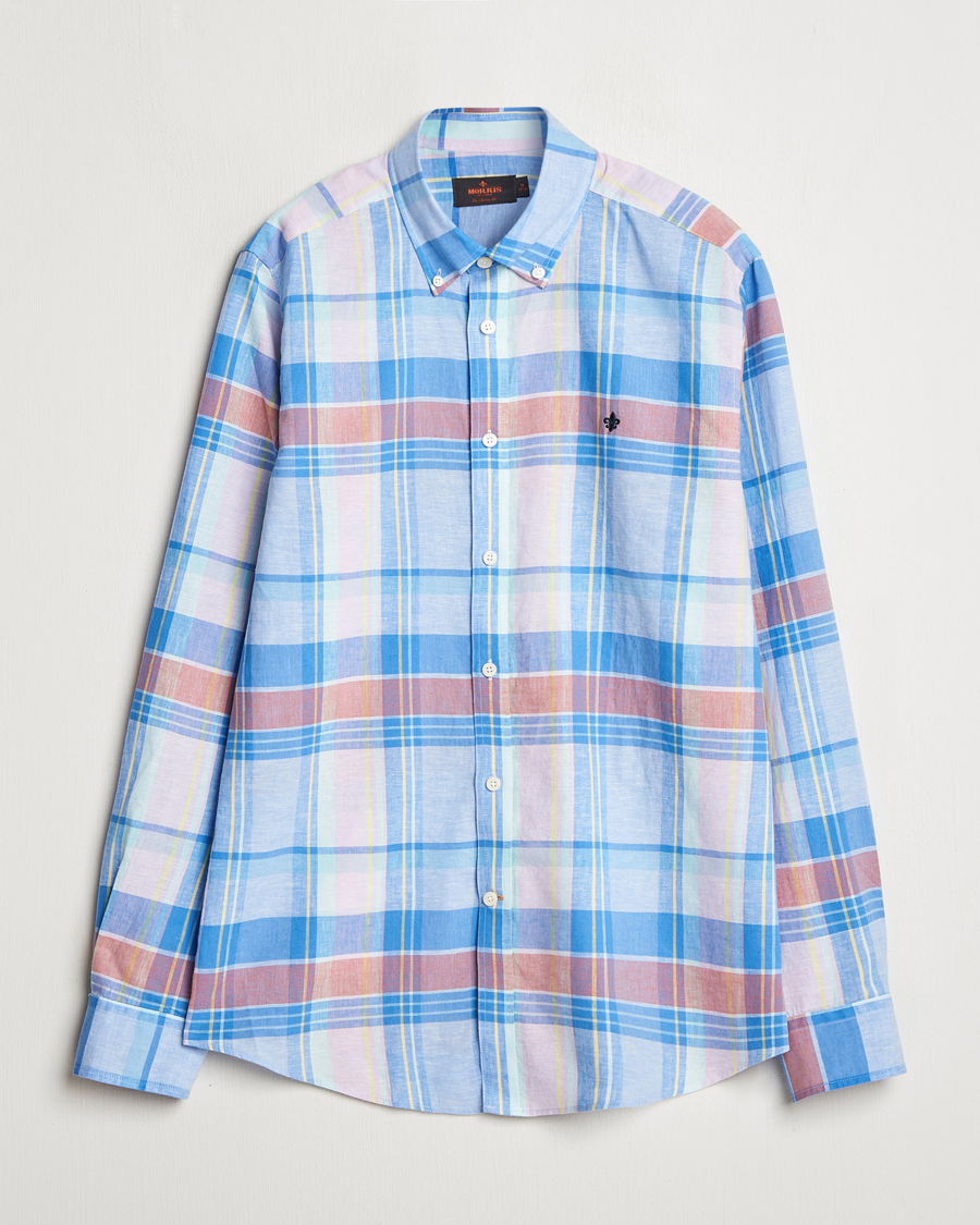 Men | Shirts | Morris | Happy Linen Checked Shirt Blue