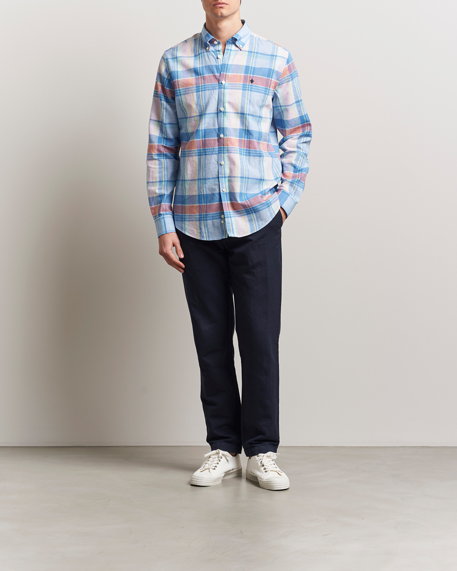 Men | Shirts | Morris | Happy Linen Checked Shirt Blue