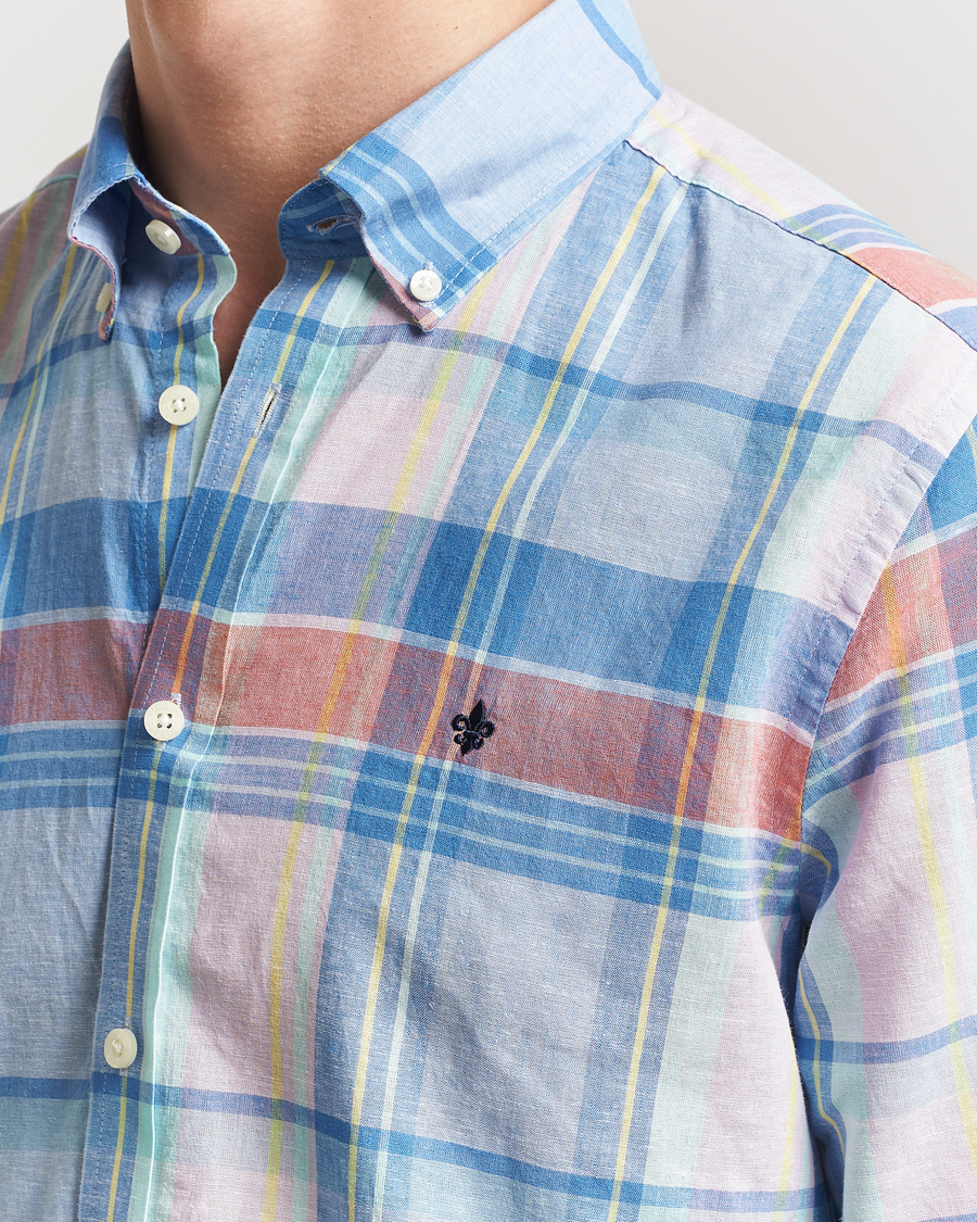 Men | Shirts | Morris | Happy Linen Checked Shirt Blue