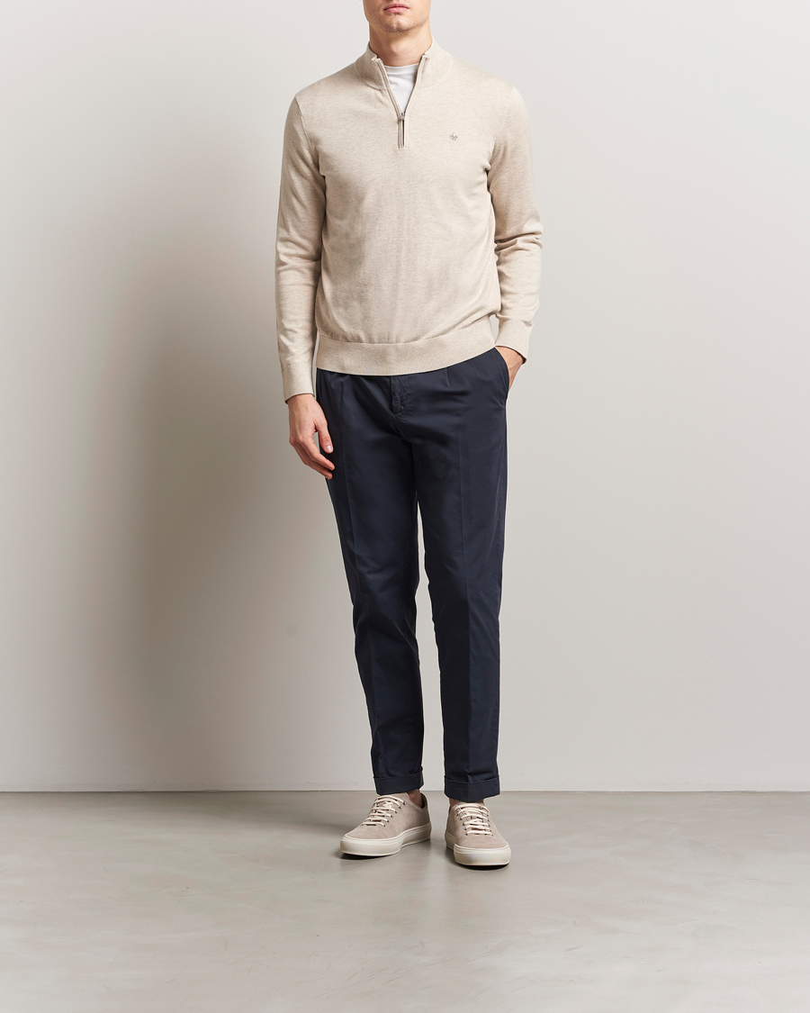 Men | Sweaters & Knitwear | Morris | Riley Cotton Half Zip Khaki