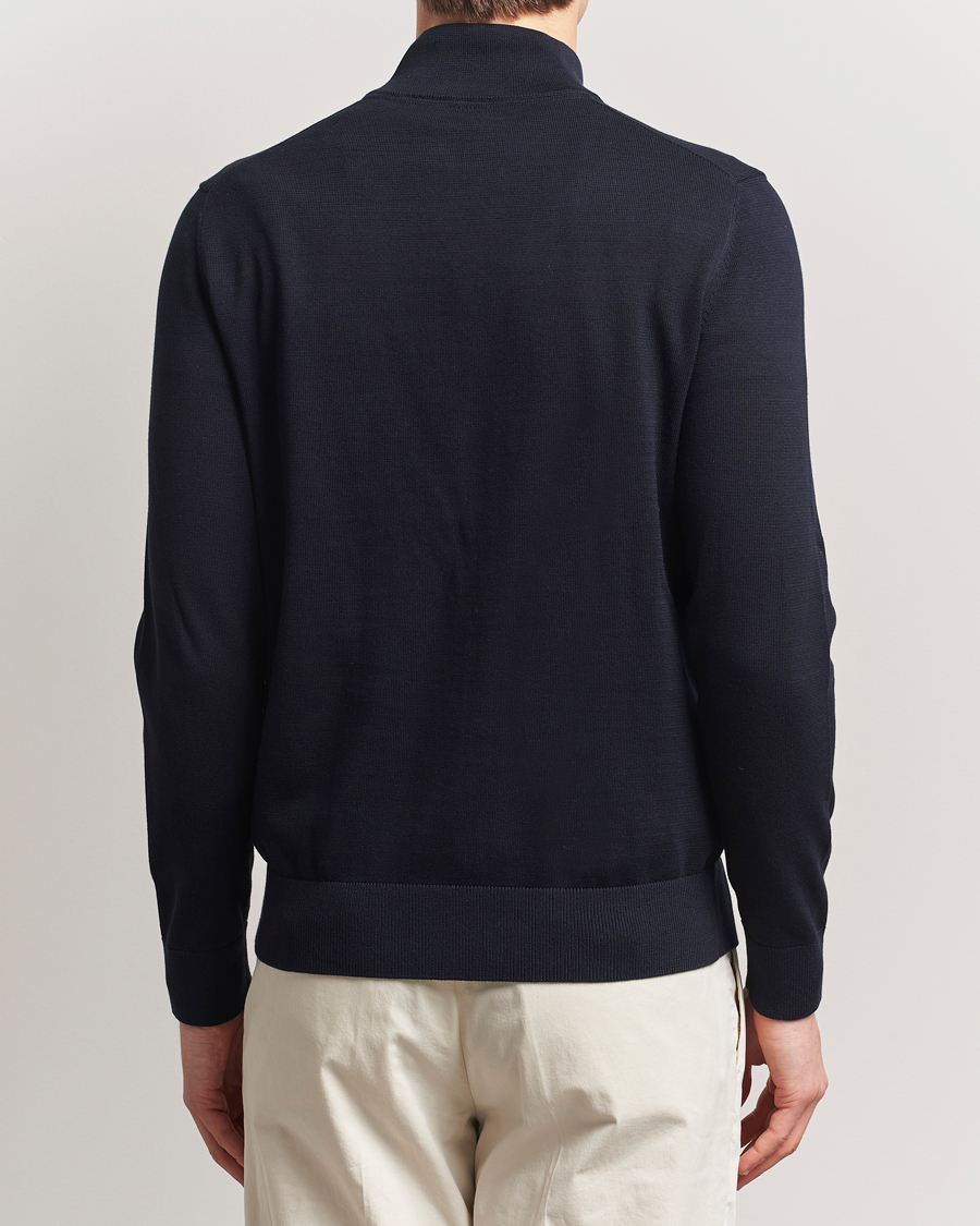 Men | Sweaters & Knitwear | Morris | Riley Cotton Half Zip Dark Blue