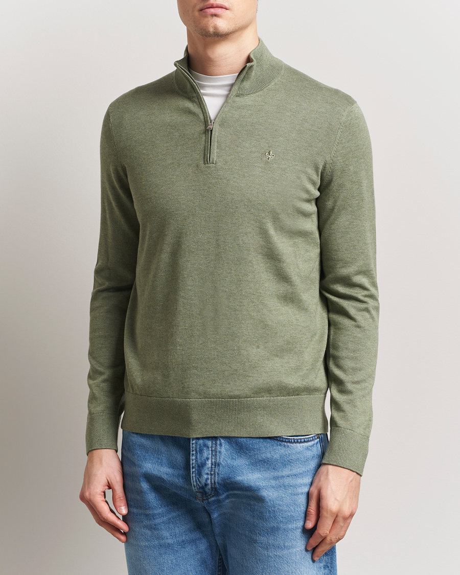 Men | Sweaters & Knitwear | Morris | Riley Cotton Half Zip Olive