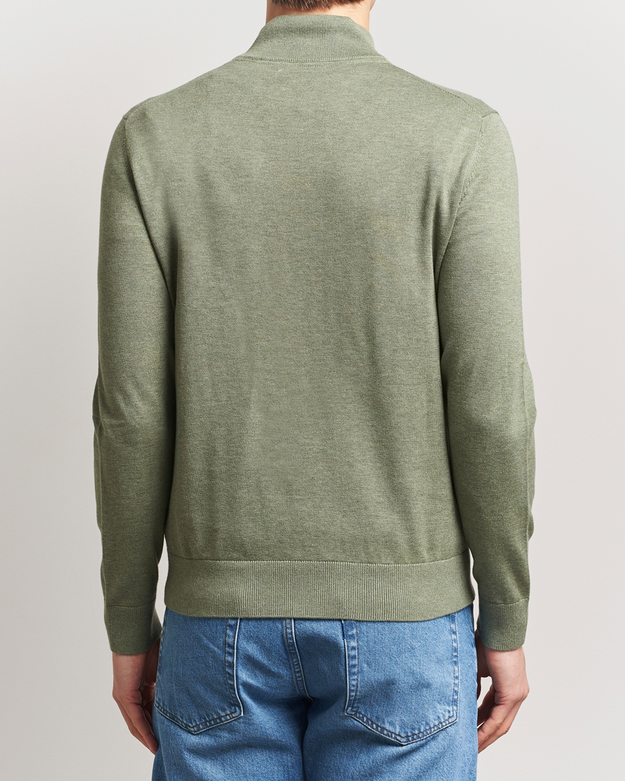 Men | Sweaters & Knitwear | Morris | Riley Cotton Half Zip Olive