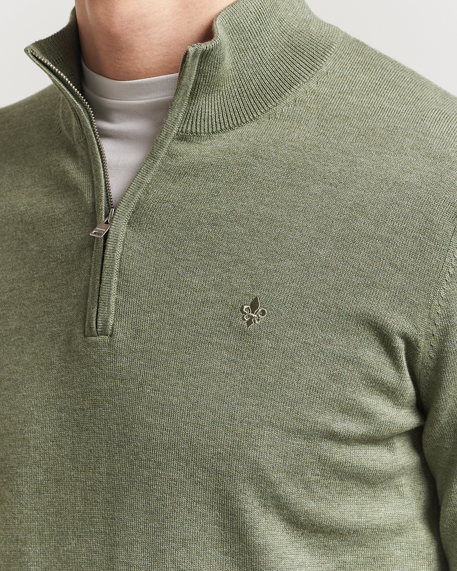 Men | Sweaters & Knitwear | Morris | Riley Cotton Half Zip Olive