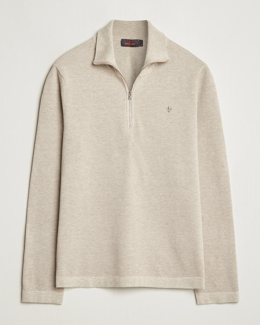 Men | Sweaters & Knitwear | Morris | Jake Cotton Half Zip Khaki