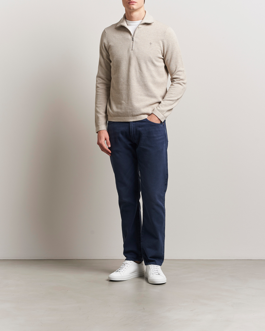 Men | Sweaters & Knitwear | Morris | Jake Cotton Half Zip Khaki