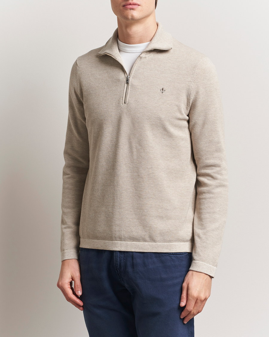 Men | Sweaters & Knitwear | Morris | Jake Cotton Half Zip Khaki