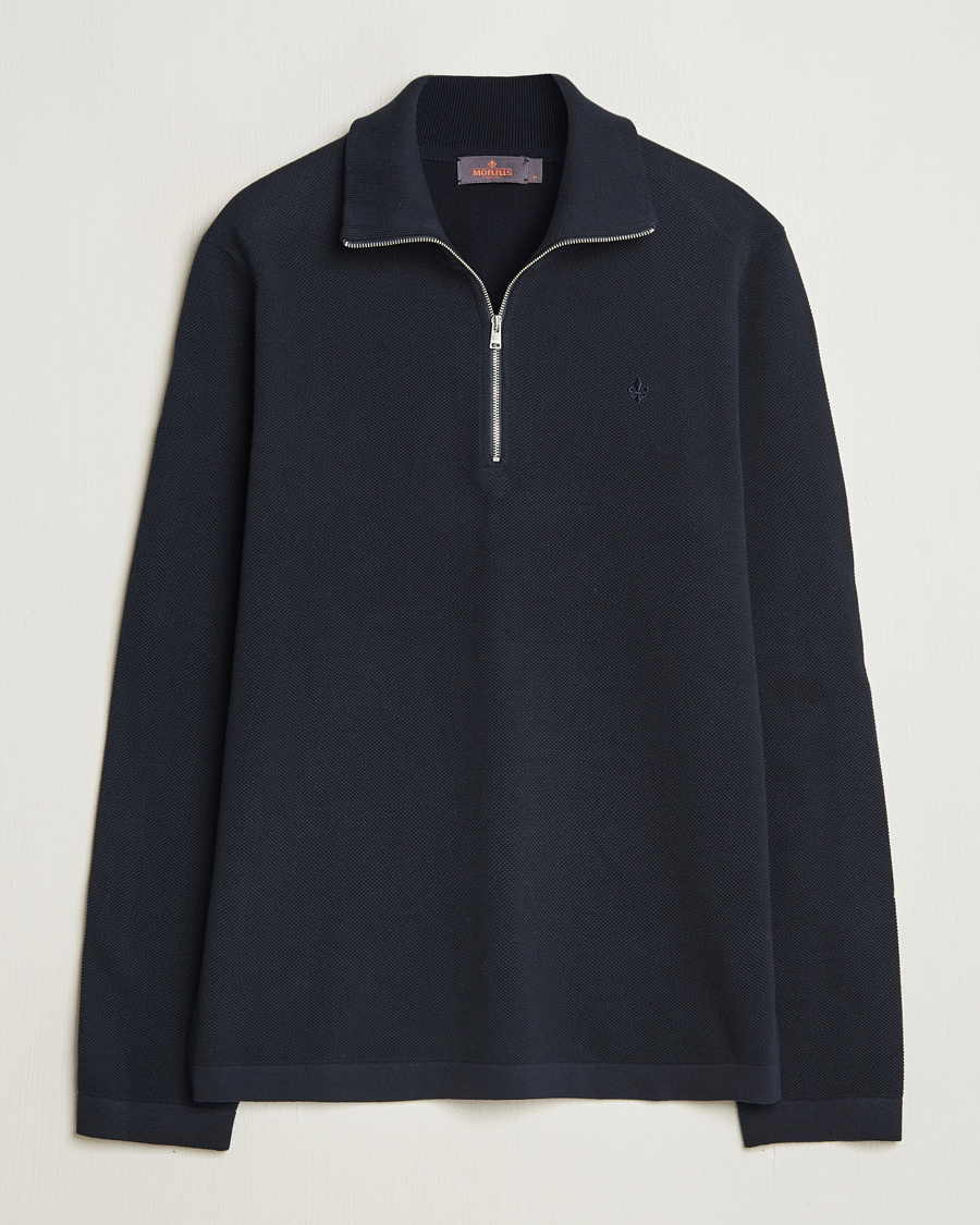 Men | Sweaters & Knitwear | Morris | Jake Cotton Half Zip Navy