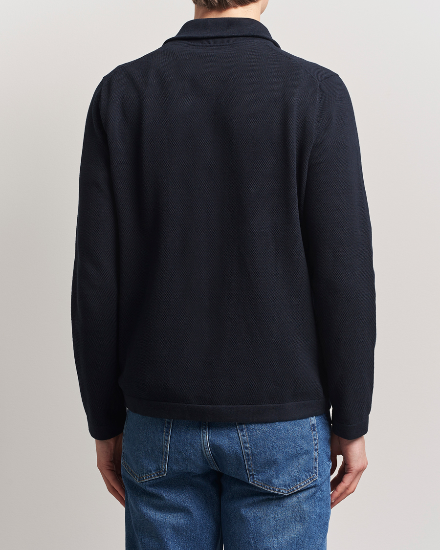 Men | Sweaters & Knitwear | Morris | Jake Cotton Half Zip Navy