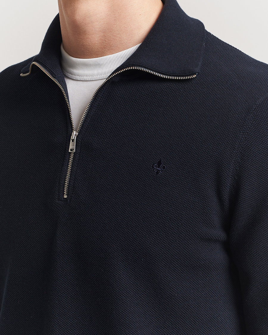 Men | Sweaters & Knitwear | Morris | Jake Cotton Half Zip Navy