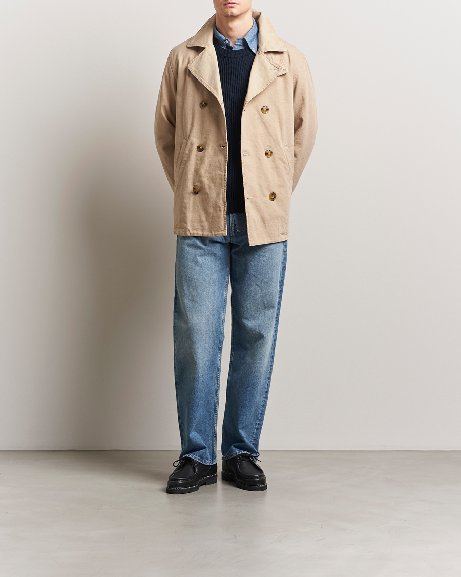 Men | Coats & Jackets | Baracuta | Garment Dyed Canvas Peacoat British Khaki