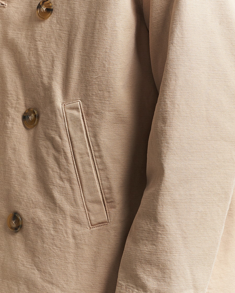 Men | Coats & Jackets | Baracuta | Garment Dyed Canvas Peacoat British Khaki