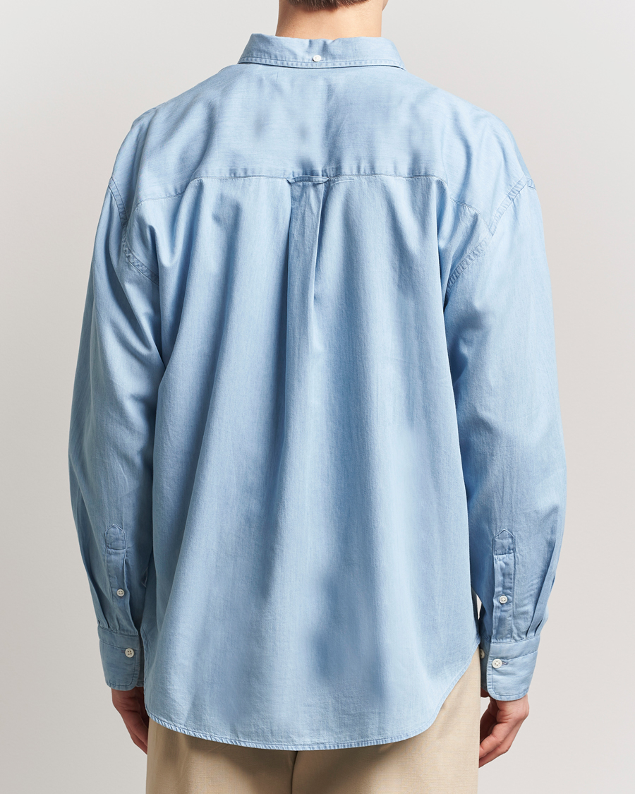 Men | Shirts | GANT 240 Mulberry Street | Oversized Lux Indigo Shirt Light Blue