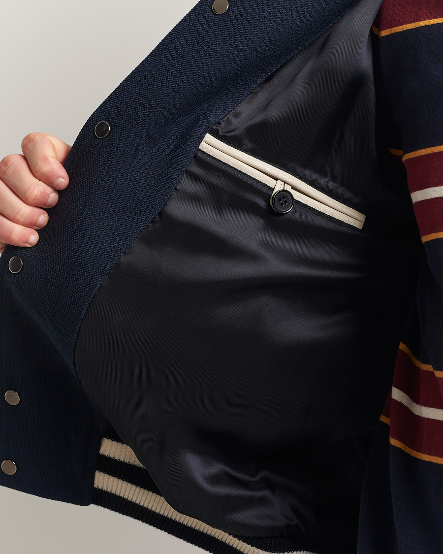 Men | Coats & Jackets | GANT 240 Mulberry Street | Leather Mix Varsity Jacket Navy